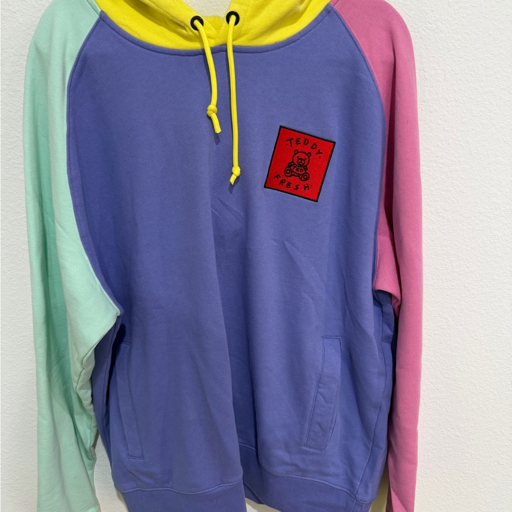 Teddy Fresh Colorblock Hoodie - Blue, Pink, Yellow, Green